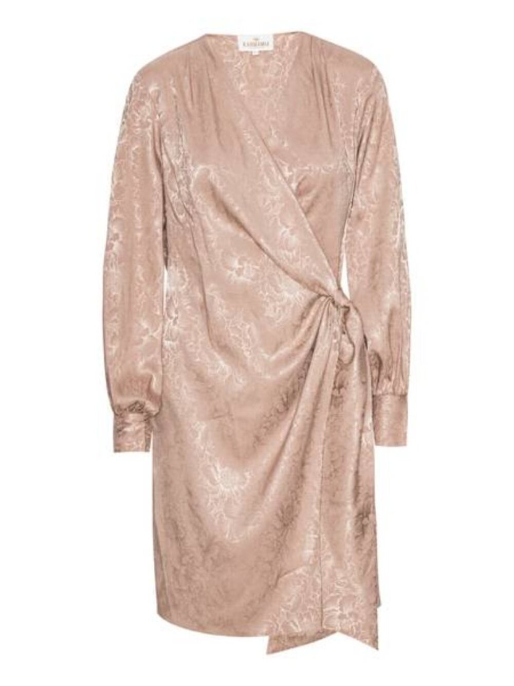 Karmamia Ines Satin Wrap Dress Desert Flower Jacquard Long Sleeve Midi Size S